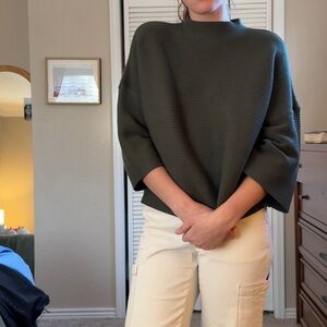 Women's Mock Neck Olive Green Sweater